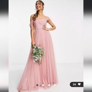 Asos dusty rose tulle bridesmaid dress